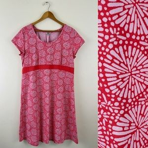 L.L. Bean Tencel Blend Boho Firework Pattern Stretchy Short Sleeve Midi Dress